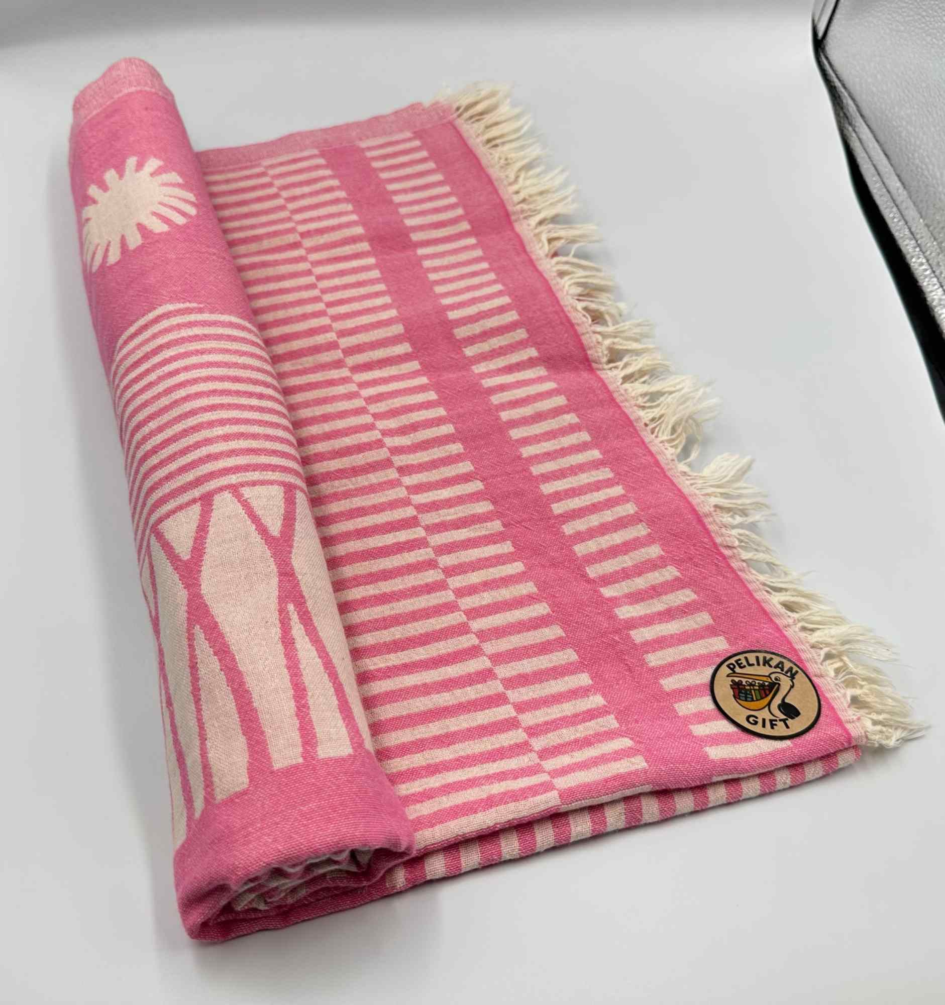 Peştamal - Balık Desenli - %100 Pamuk - Pembe Renkli - Görsel 3